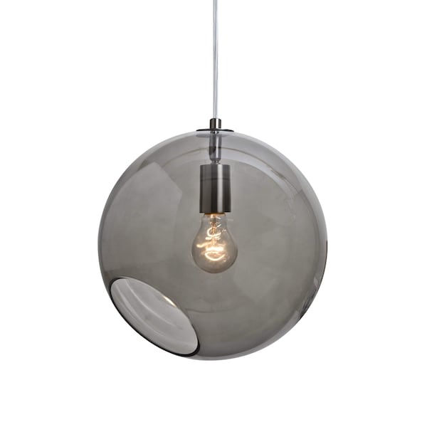 Besa Lighting Maestro 12 Cord Pendant, Smoke, Satin Nickel Finish, 1x60W Medium base 1JT-MAESTRO12SM-SN - main